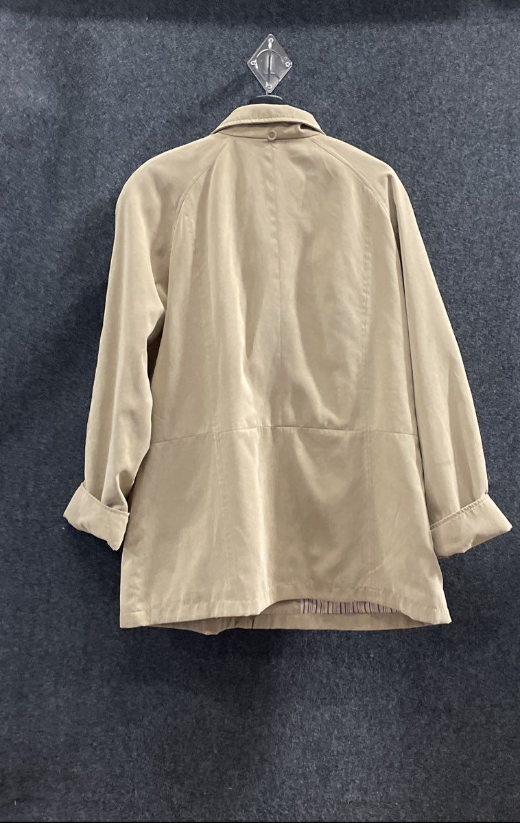 London Fog Women's Beige Full Zip Lined Mid-Length Rain Utility Jacket Size XL