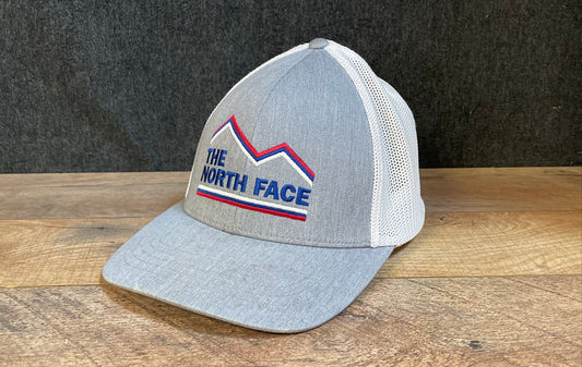 The North Face Men's Gray White Mountain Logo Flexfit Trucker Hat