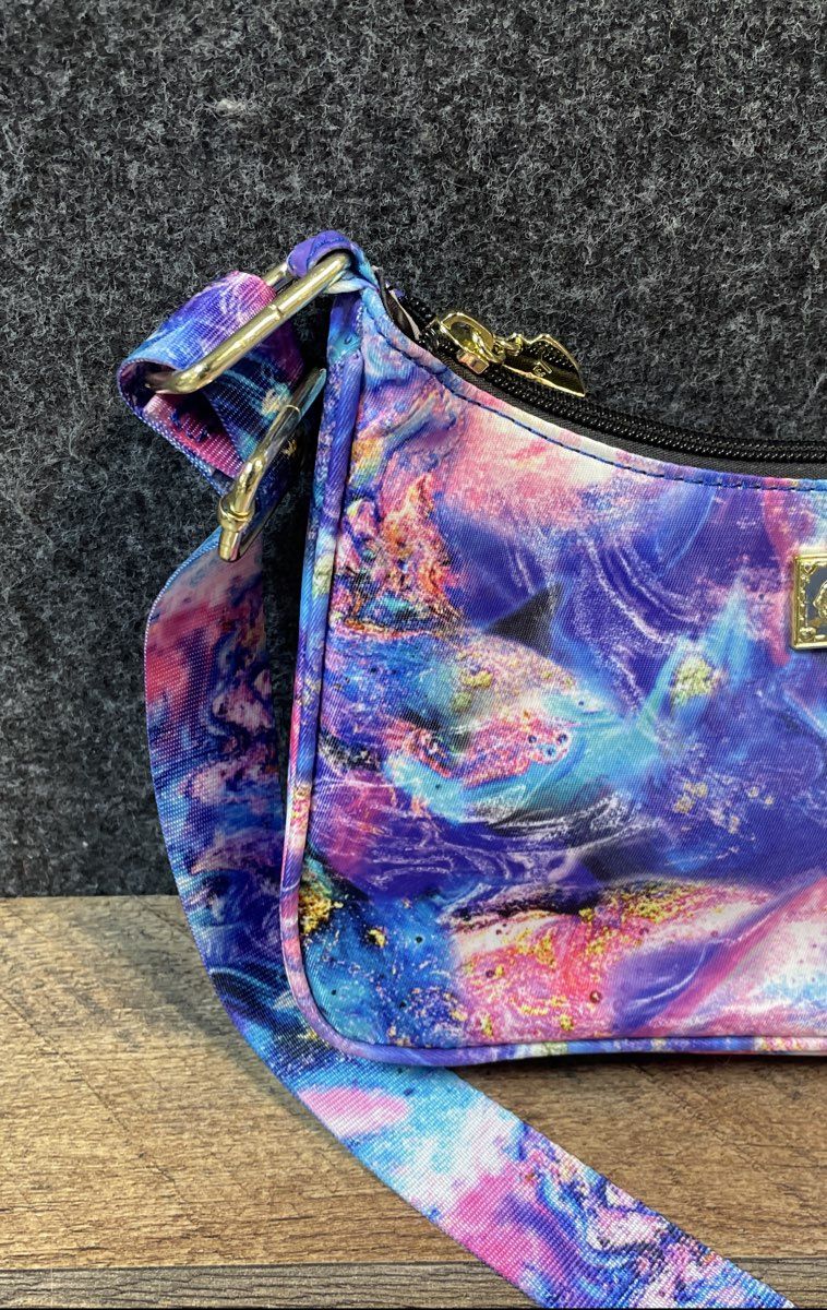 Luv Betsey Betsey Johnson Blue Purple Galaxy Print Shoulder Bag with Pouch