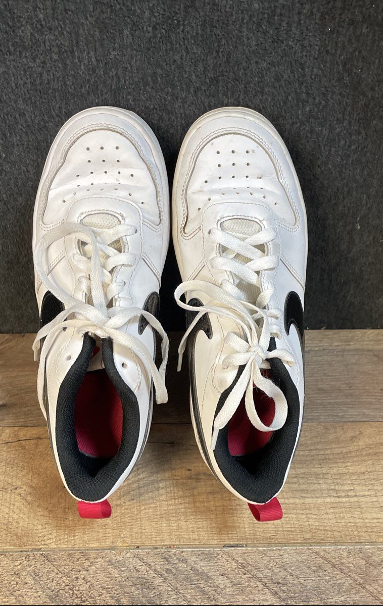 Nike Court Borough Low 2 SE White Black Red Glitter Kids Shoes Size 5.5Y