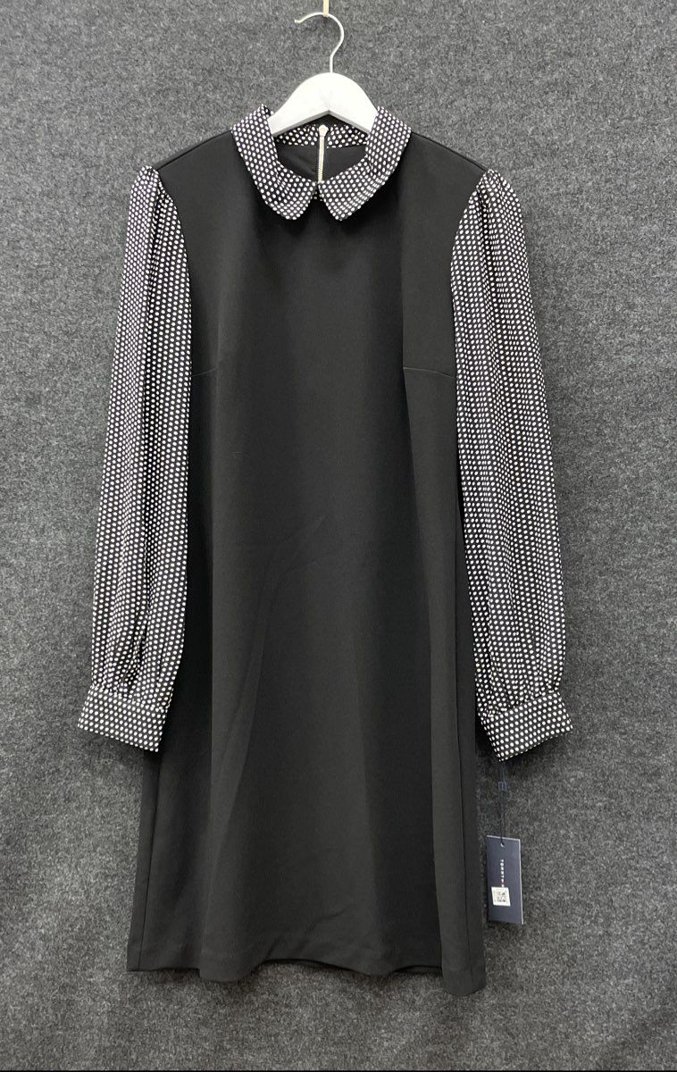 Tommy Hilfiger Women's Polka-Dot Shift Dress Black Peter Pan Collar NWT Sz 8