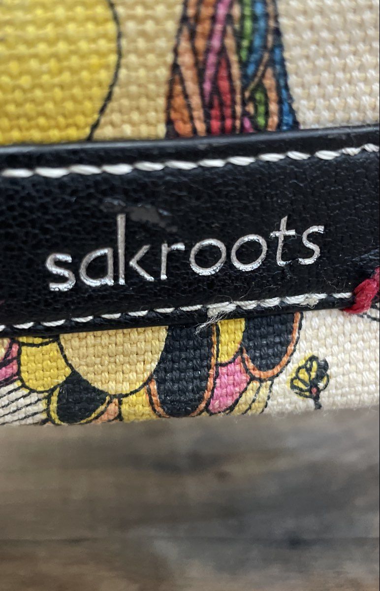 Sakroots Tan Nature Bird Print Canvas Crossbody Bag Peace Nature Patches