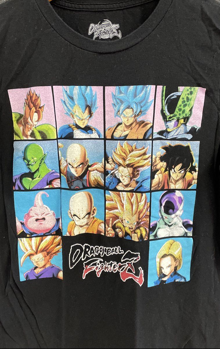 Dragon Ball FighterZ Men's Black Character Grid Graphic Cotton T-Shirt Sz S