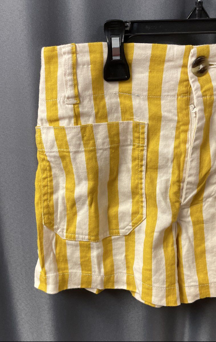 Maeve Women's The Colette Shorts Yellow White Striped Linen Blend Sz 24