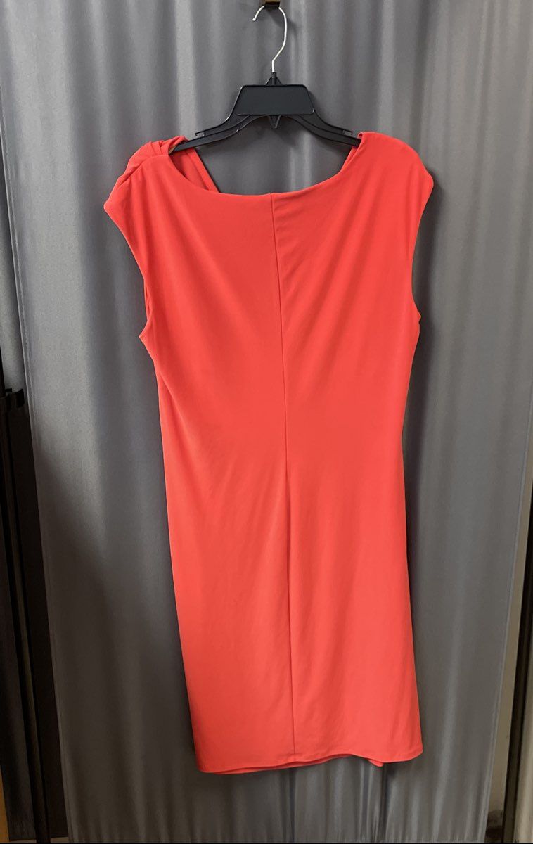 Lauren Ralph Lauren Women's Coral Cowl Neck Side Ruched Jersey Dress Size 16