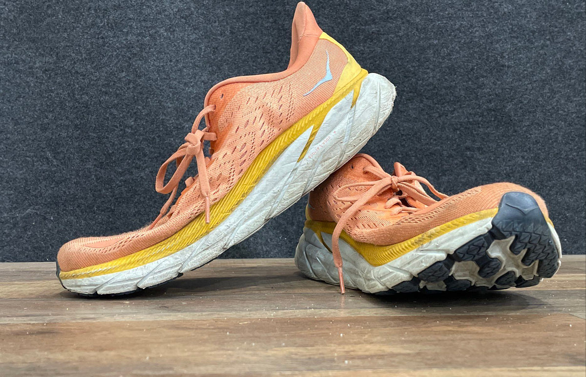 Hoka Clifton 8 Orange Yellow White Women's Running Shoes Size 12B