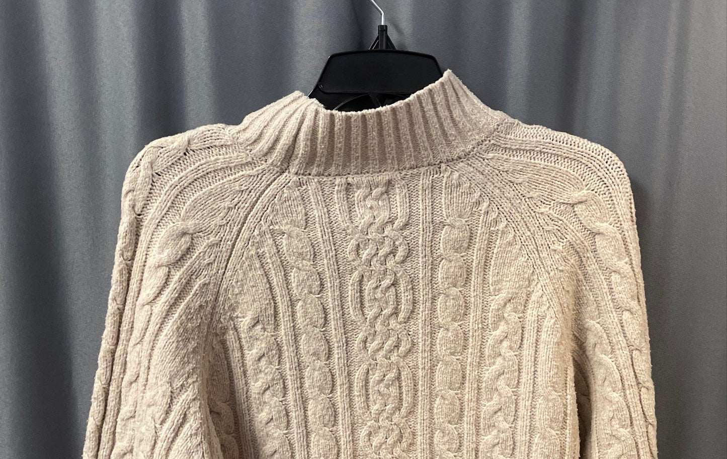 Joie Women's Cream Cable Knit Mock Neck Pullover Sweater Sz S