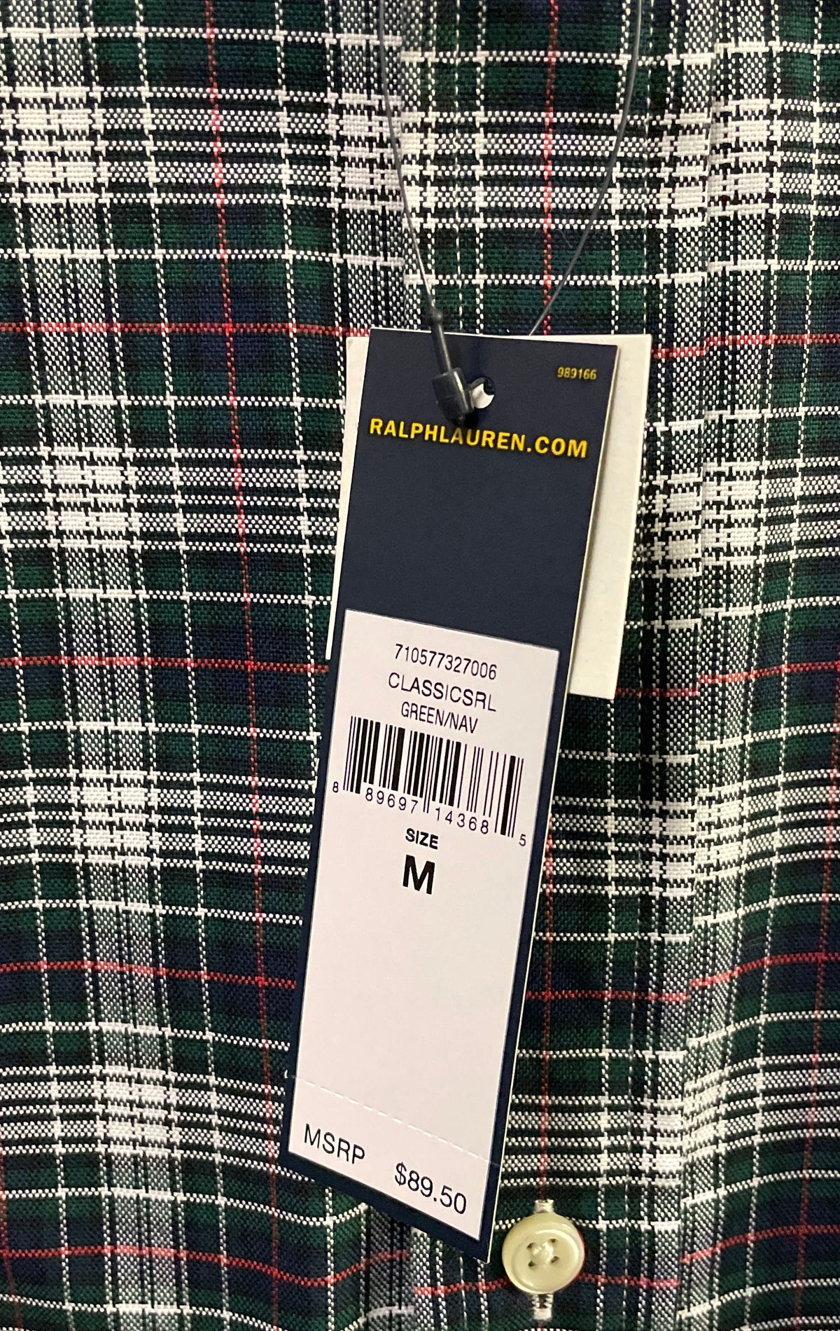 Ralph Lauren Men's Long Sleeve Plaid Button Down Shirt Green Navy Sz M NWT