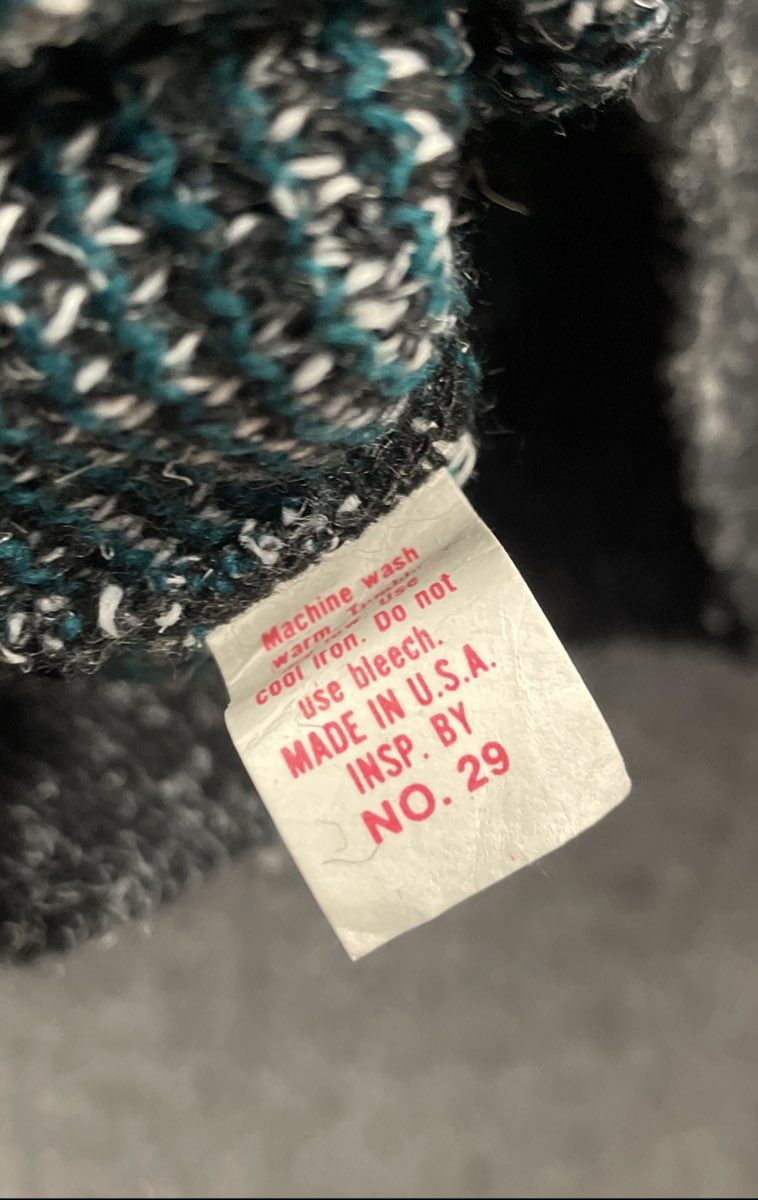 Vintage 90s Honneywell & Todd Men's Teal Geometric Knit Sweater USA Made Sz S