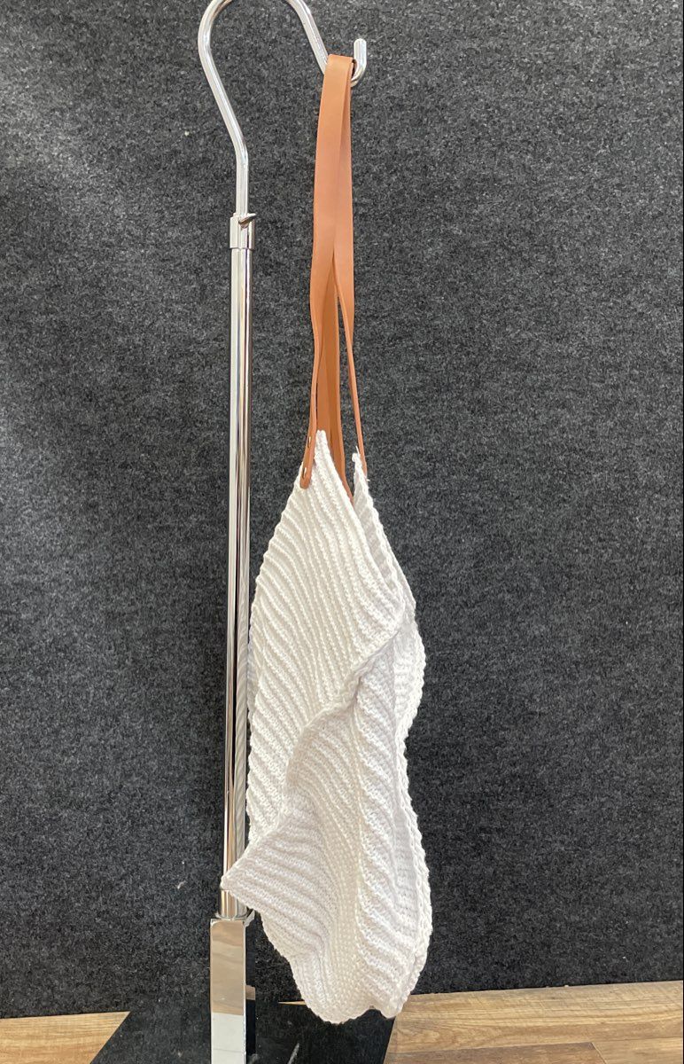 Unbranded White Woven Cotton Tote Bag with Tassel Gold Hardware
