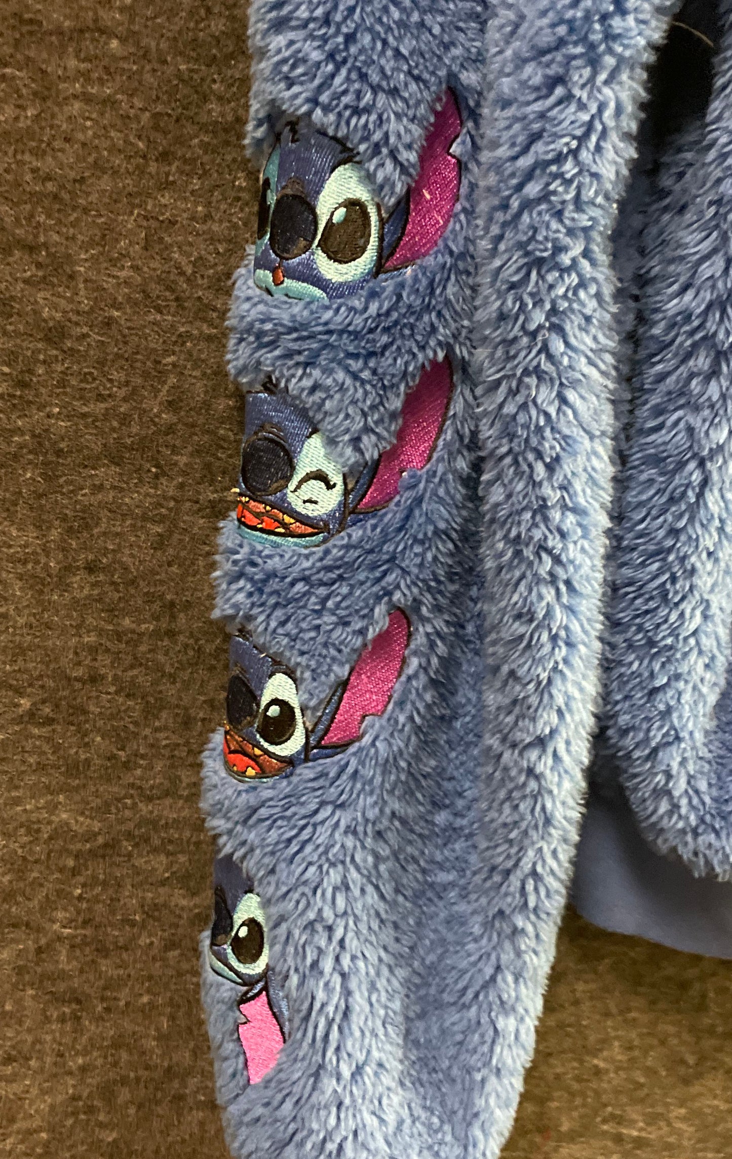Disney Women's Lilo & Stitch Blue Sherpa Fleece Embroidered Hoodie Size M
