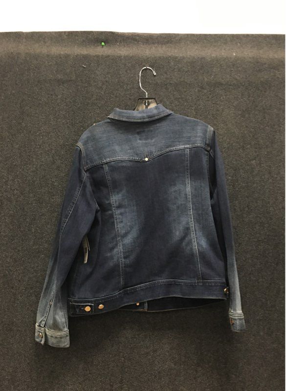 Liverpool Women's Blue Stretch Denim Jacket Faded Button Front NWT Size 1X