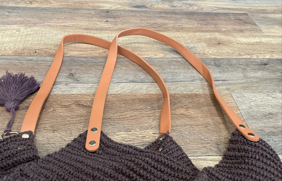 Unbranded Dark Brown Woven Crochet Slouchy Hobo Shoulder Bag with Tassel