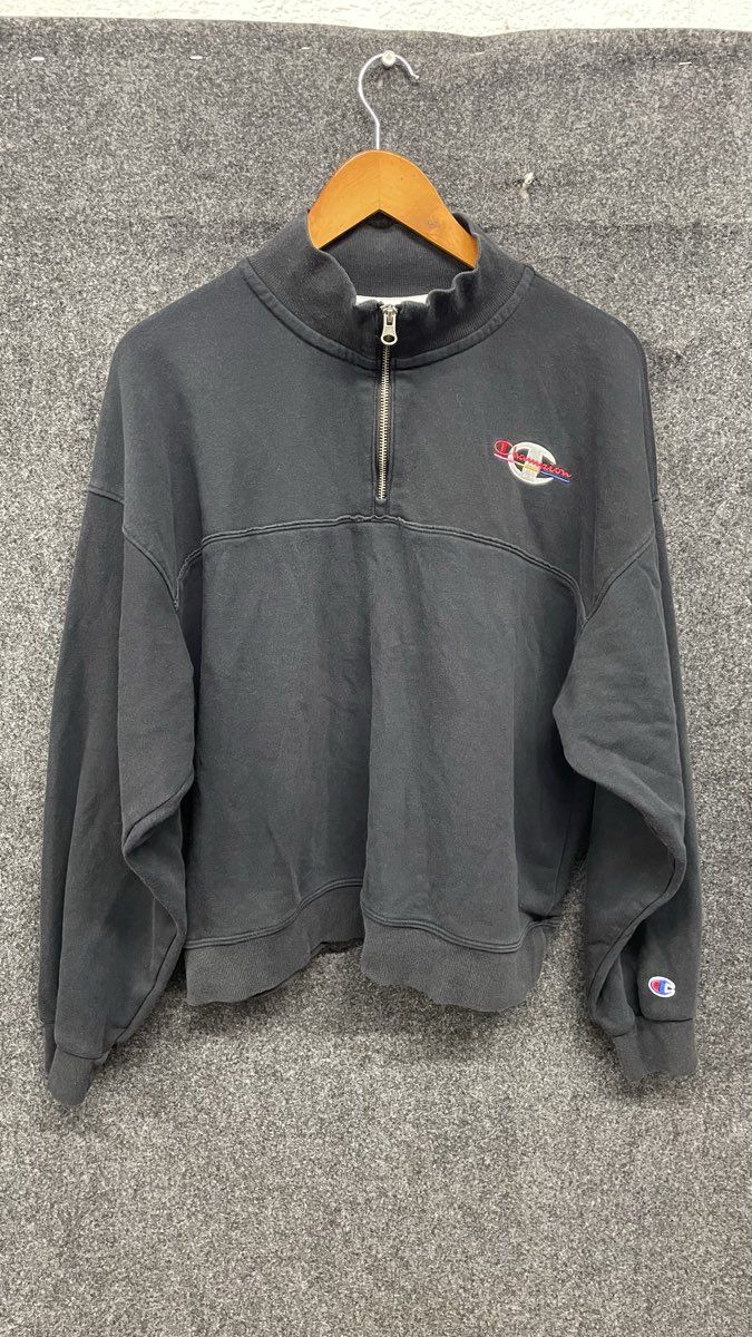 Champion Women's Black Campus French Terry Quarter-Zip Sweatshirt Sz L