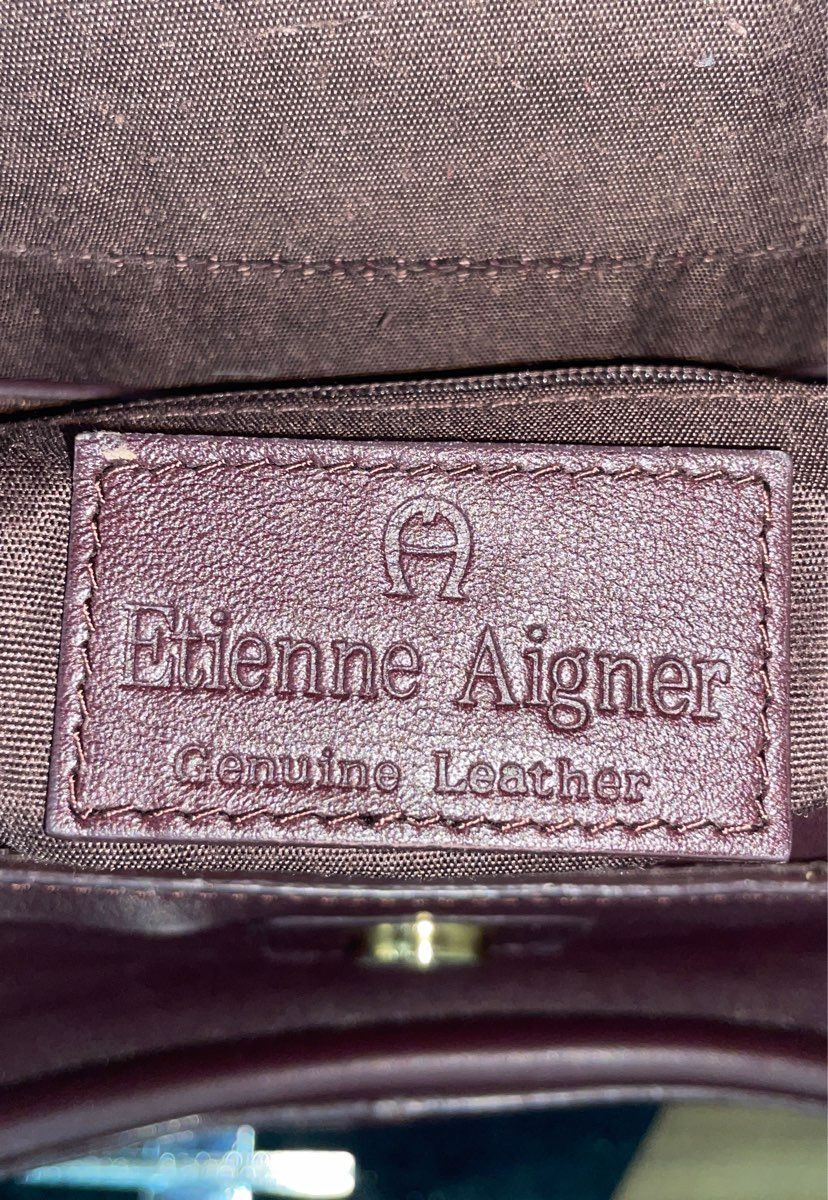 Etienne Aigner Vintage Brown Leather Flap Shoulder Bag Gold Hardware