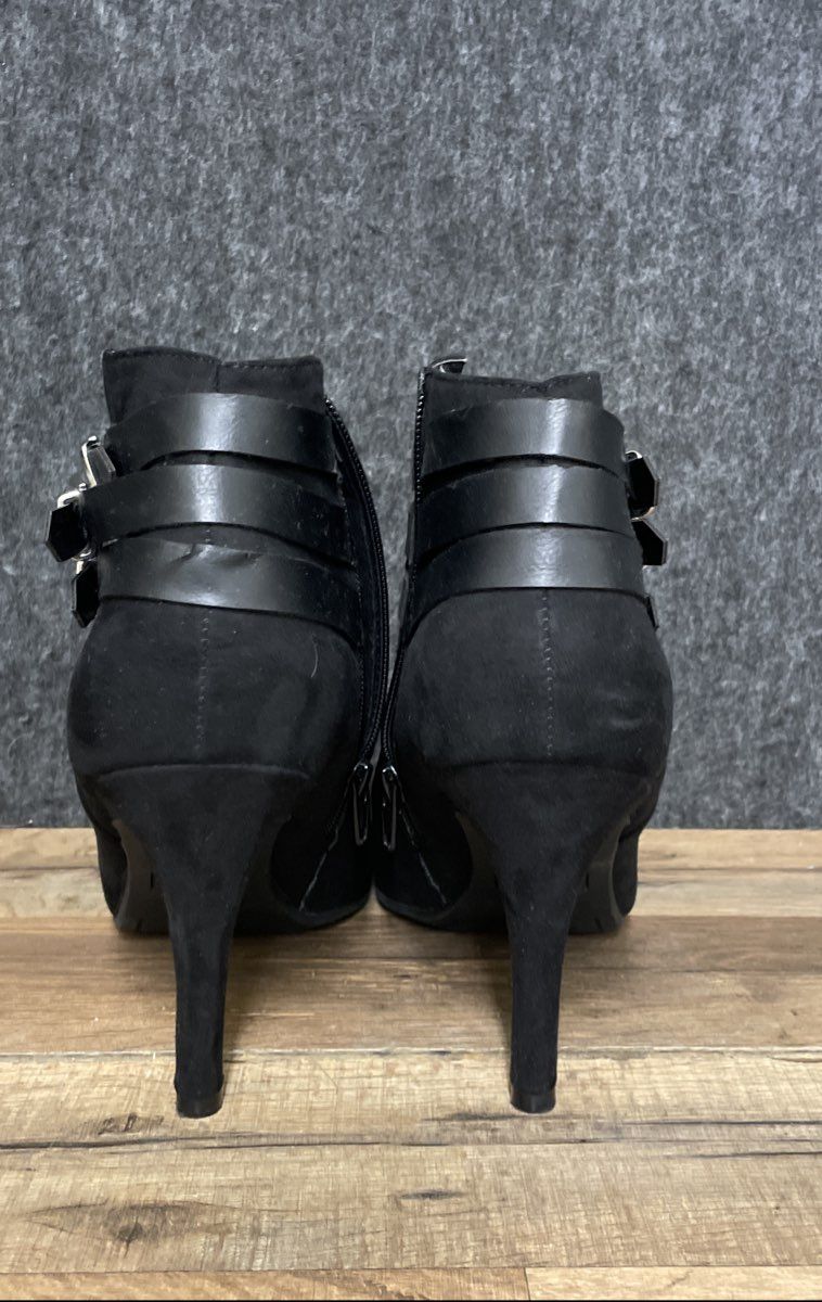 a.n.a A New Approach Black Triple Buckle Stiletto Ankle Boots Size 11
