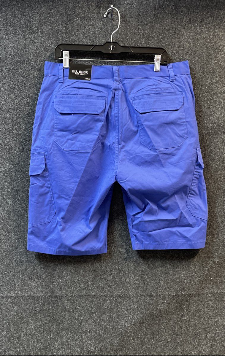 Blu Rock Men's Blue Cargo Shorts Stretch Cotton Sz 34 NWT