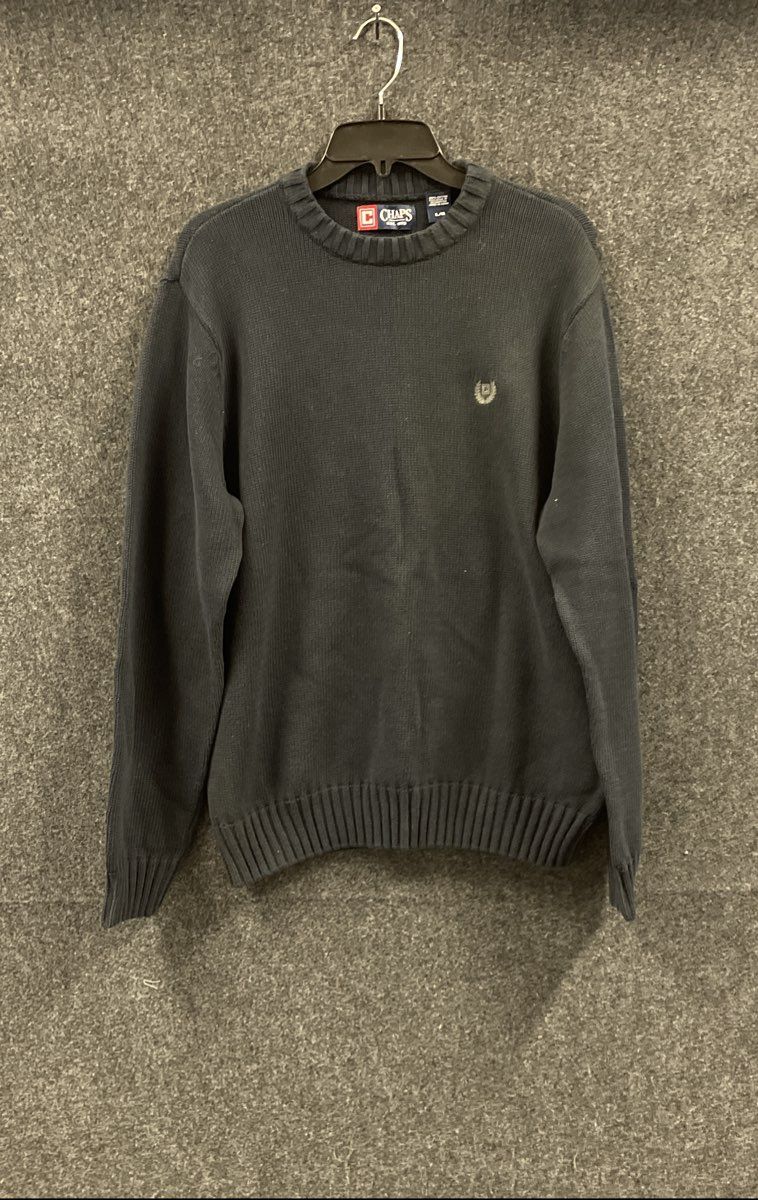 Chaps Men's Navy Blue 100% Cotton Ribbed Crewneck Sweater Size L NWT