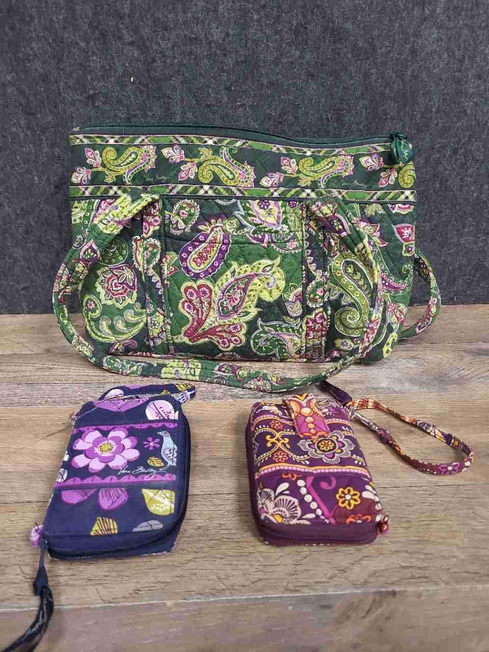 Vera Bradley Quilted Paisley Handbag Shoulder Bag Wristlet Wallet Lot of 3