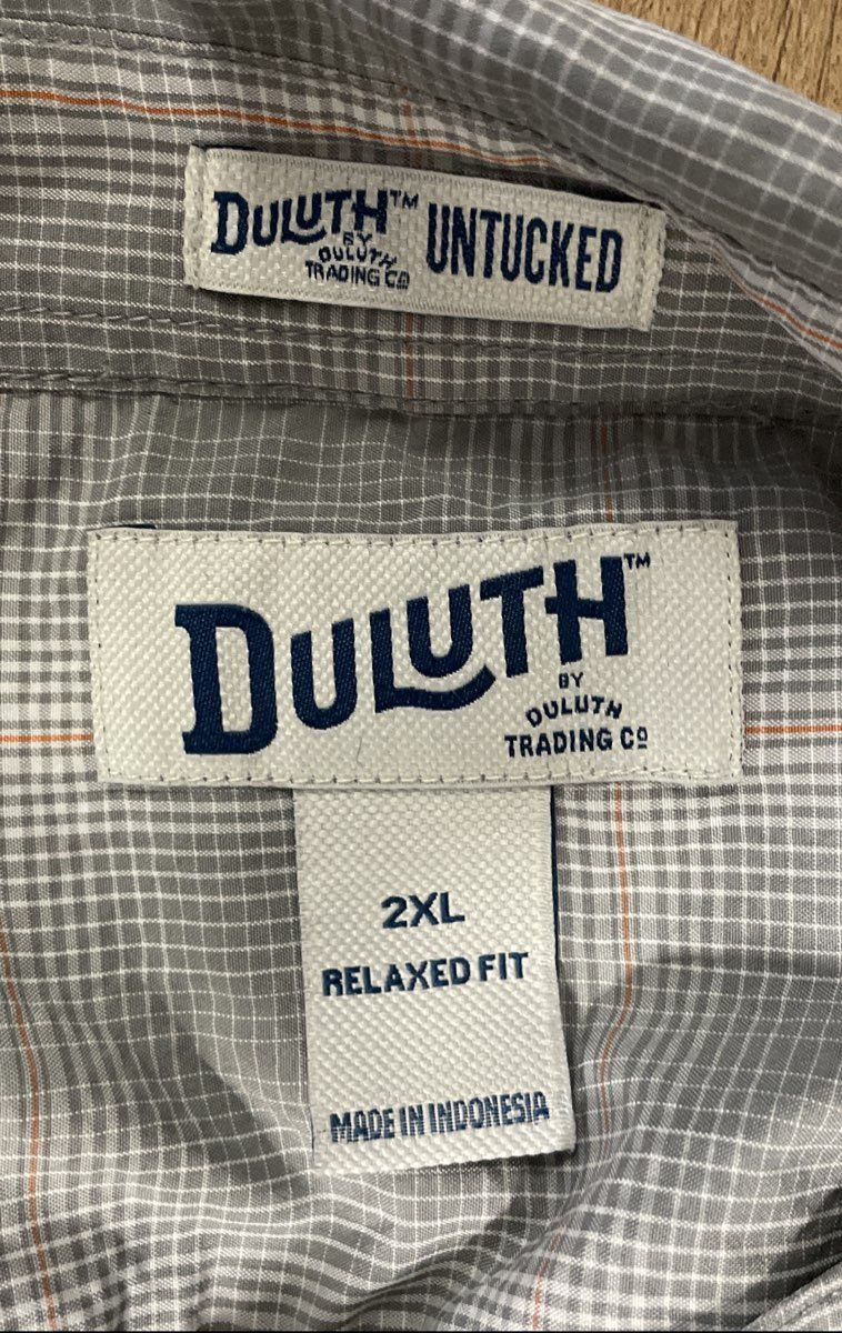 Duluth Men's Grey Plaid Short Sleeve Untucked Relaxed Fit Shirt Sz 2XL