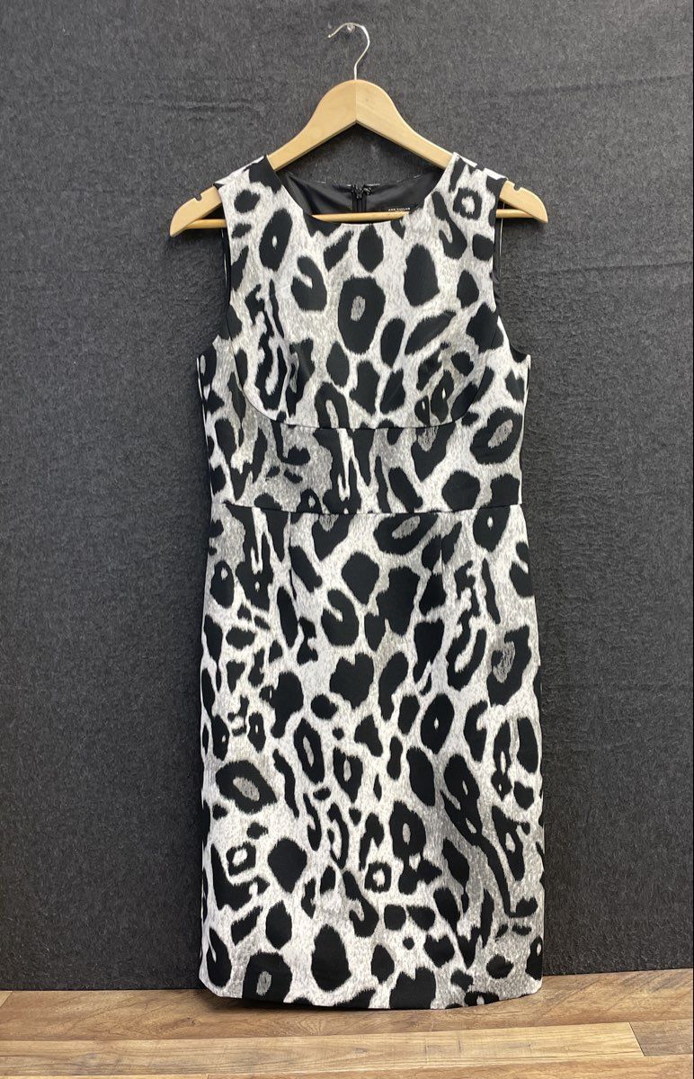 Ann Taylor Women's Leopard Print Sleeveless Sheath Dress Black Gray NWT Sz 4
