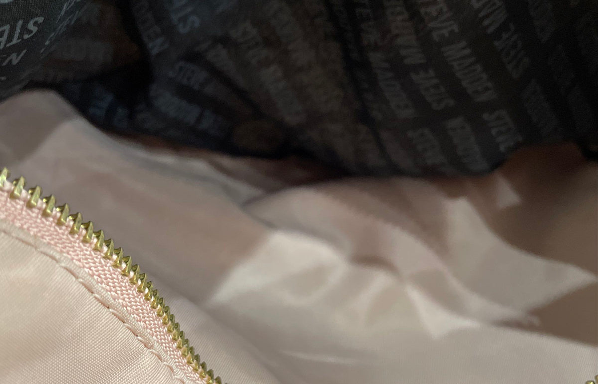 Steve Madden Pink Fabric Backpack Large Logo Gold Hardware