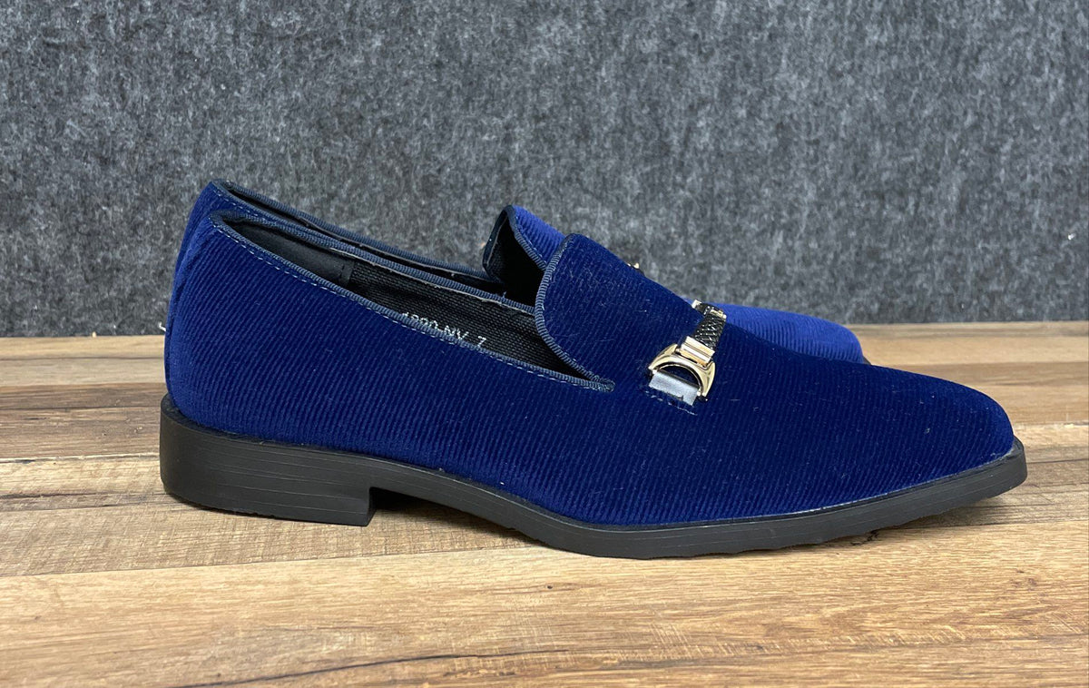 Easy Strider Royal Blue Ribbed Velvet Bit Loafer Dress Shoes Size 7