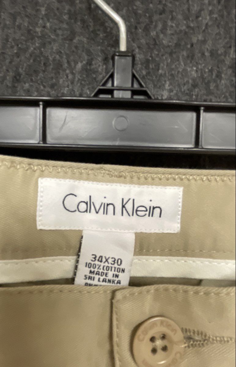 Calvin Klein Men's Tan Khaki Chino Pants 100% Cotton Straight Leg Sz 34x30