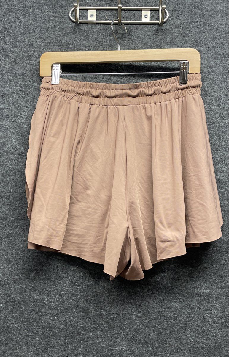 Love Tree Women's Flowy Athletic Shorts Tan Layered Skort Style Drawstring Sz M