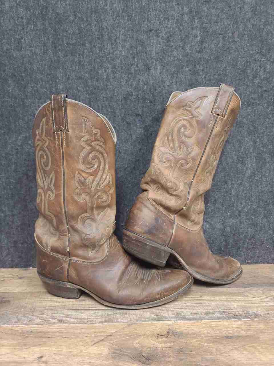 Vintage Justin 2253 Brown Leather Western Cowboy Boots Size 9.5