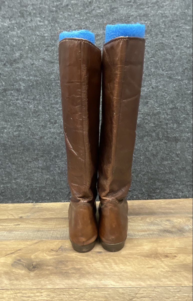 Nine West Brown Leather Tall Knee-High Flat Riding Boots Women's Size 8M