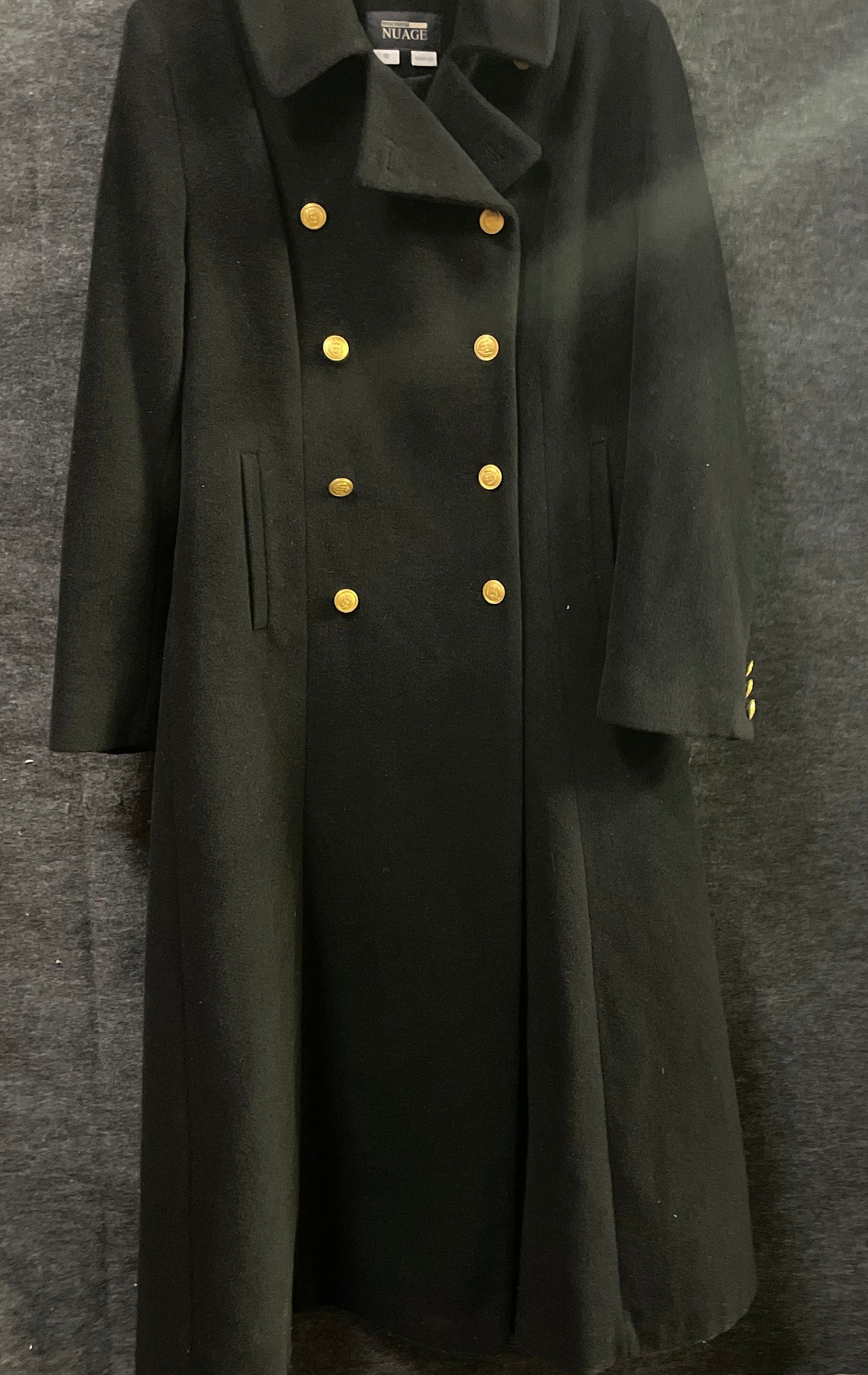 Vintage Y2K Nuage Collection Women's Black Double Breasted Trench Coat Sz 12