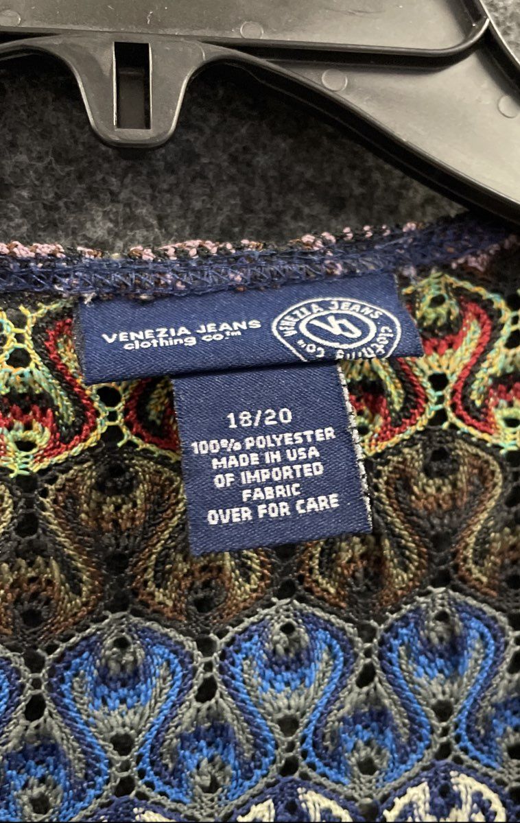 Venezia Jeans Clothing Co Multicolor Long Sleeve Shirt Women's Size 18/20
