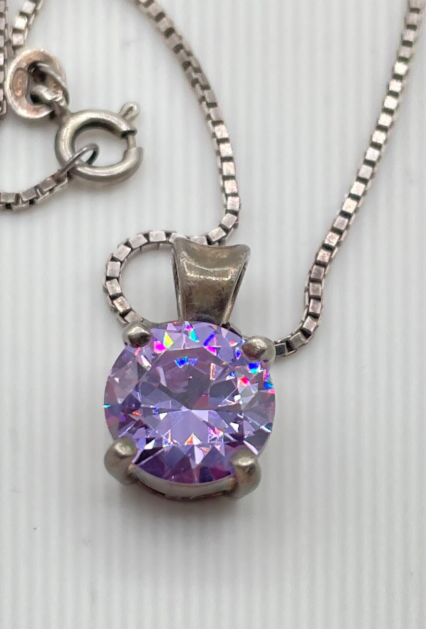 925 Sterling Silver Cubic Zirconia Pendant Necklace 7.2g