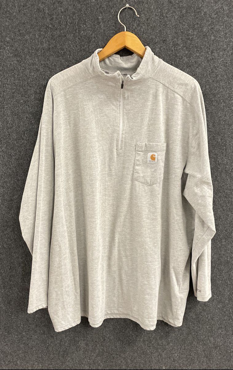 Carhartt Men's Heather Gray Force Relaxed Fit Quarter Zip Pocket Shirt Sz 4XL