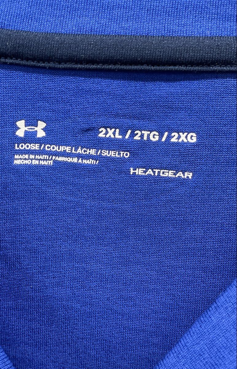 Under Armour Men's Blue V-Neck HeatGear Loose Fit Athletic T-Shirt Sz 2XL