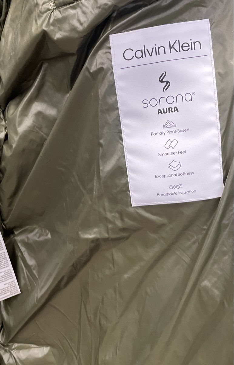 Calvin Klein Women's Olive Green Sorona Aura Hooded Puffer Parka Jacket Sz XXL