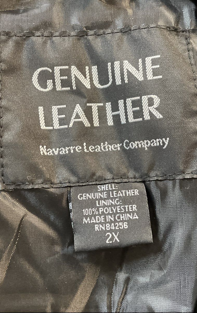 Navarre Leather Company Men's Black Patchwork Genuine Leather Biker Vest Size 2X