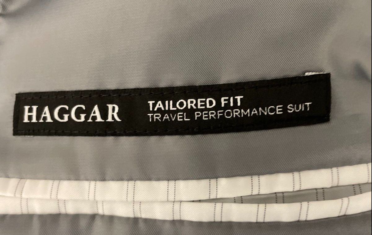 Haggar Men's Blue Travel Performance Tailored Fit 2-Button Suit Blazer Sz 44S