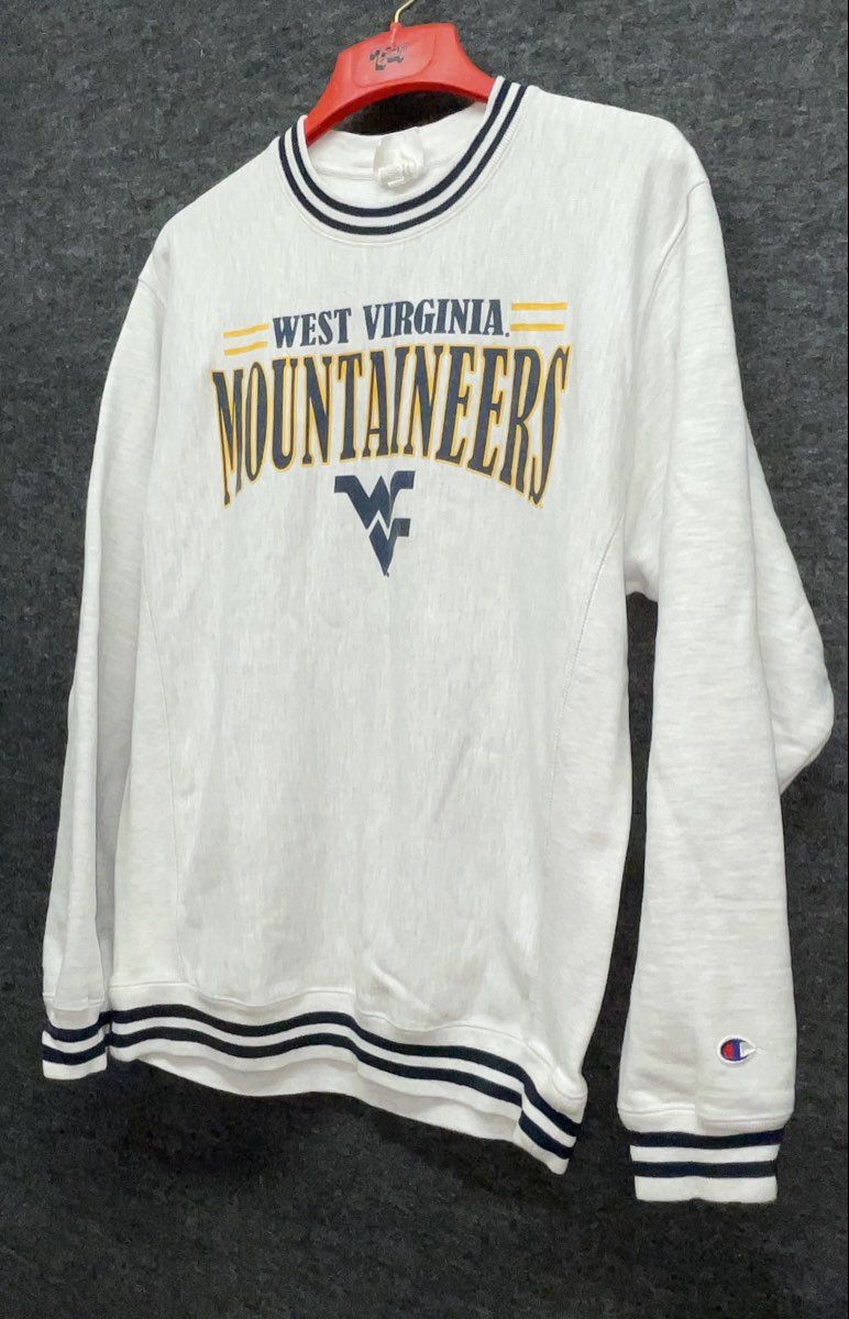 Champion Men's WV Mountaineers Reverse Weave Gray Sweatshirt Size L