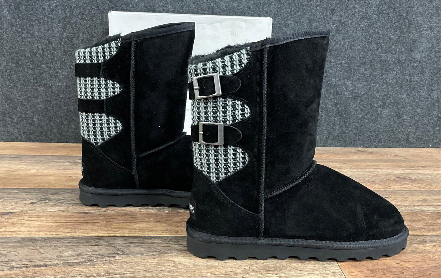 Dream Pairs Sweaty-Buckle Black Knit Back Winter Boots Women's Size 9