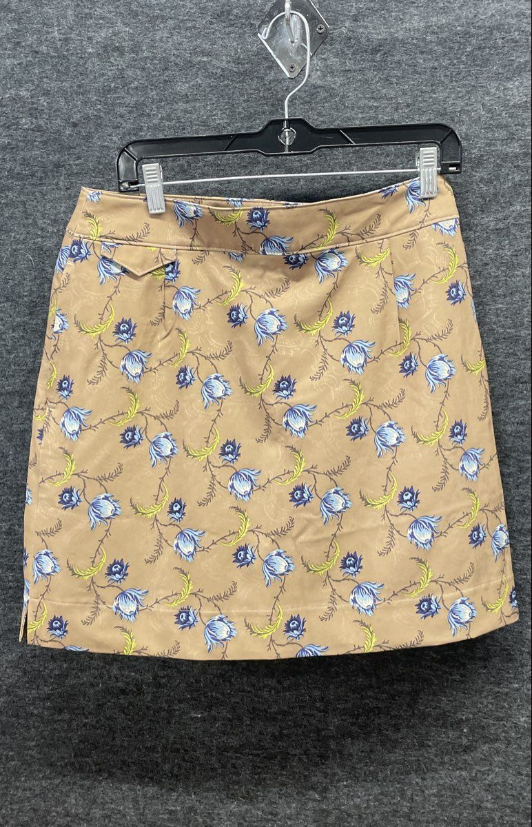 Nike Golf Women's Beige Blue Floral Pattern Side Slit Golf Skirt Sz 8