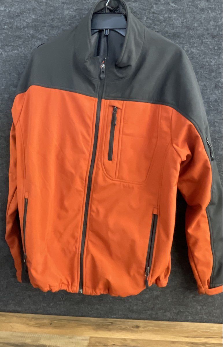 Free Country Men's Orange Gray Colorblock Softshell Full Zip Jacket Sz XXL