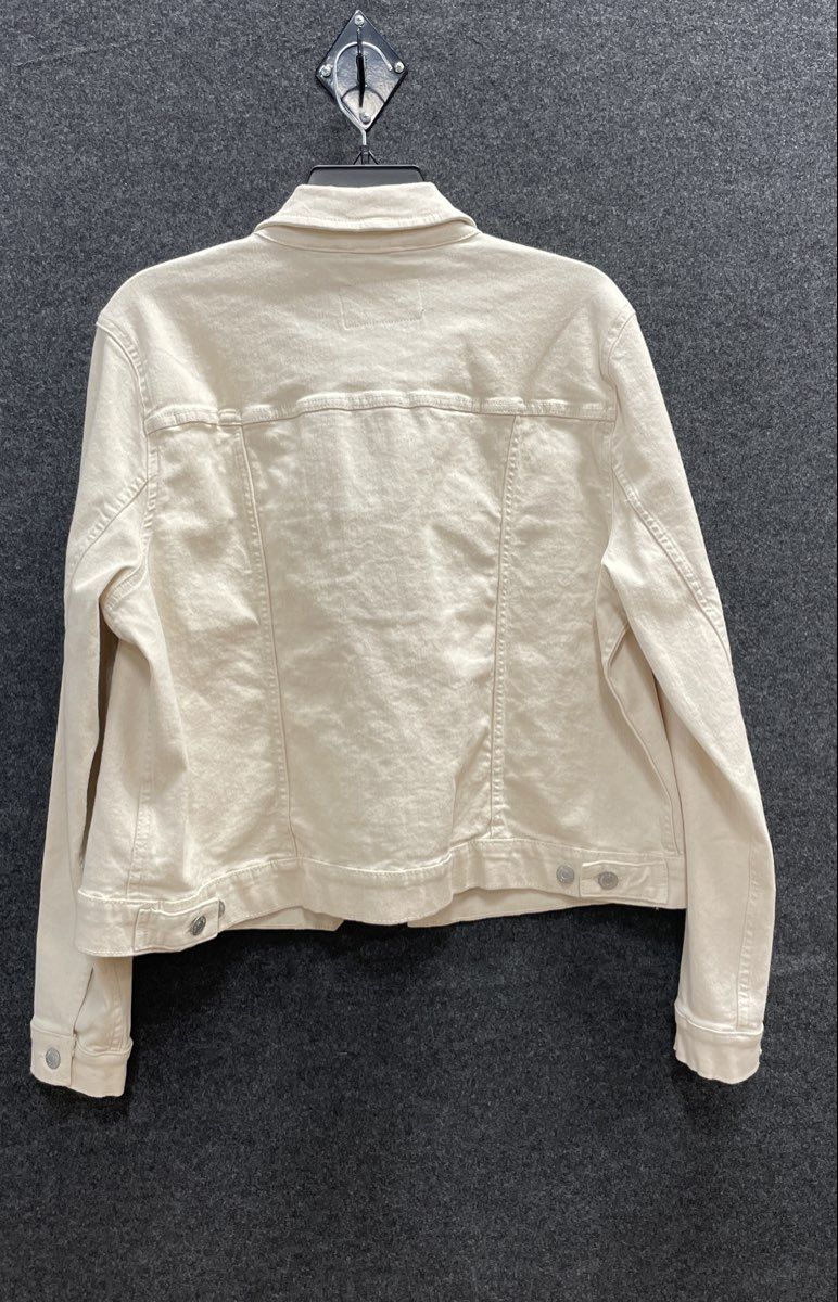 Calvin Klein Jeans Women's Cream Off-White Denim Trucker Jacket Sz XL