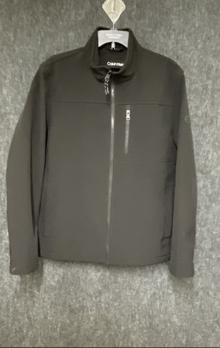 Calvin Klein Men's Black Water Resistant 4-Way Stretch Softshell Jacket Sz M