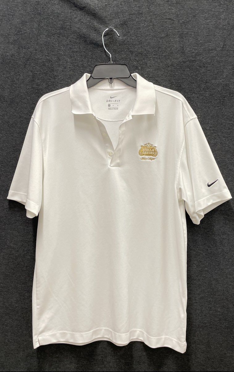 Nike Men's Stella Artois White Dri-FIT Golf Polo Shirt Short Sleeve Sz M