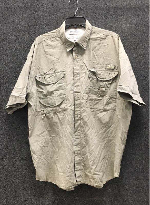 Columbia Men's Khaki Bonehead Short Sleeve Vented Fishing Shirt PFG Sz XL