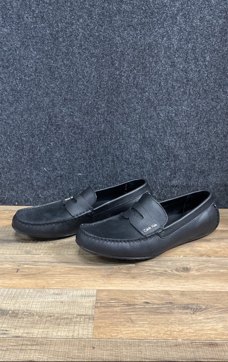 Calvin Klein Ivan Black Pebbled Leather Penny Loafers Men's Size 11.5