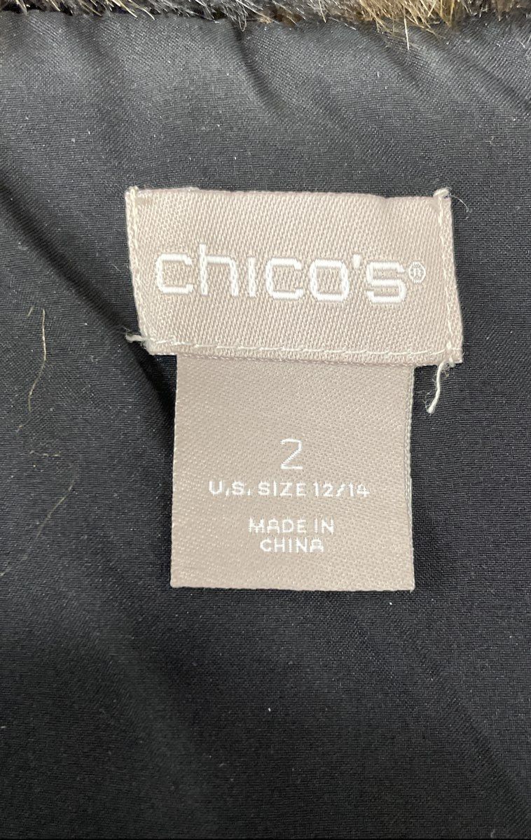 Chico's Women's Faux Fur Vest Brown Black Tiger Stripe Animal Print Sz 2 (12/14)
