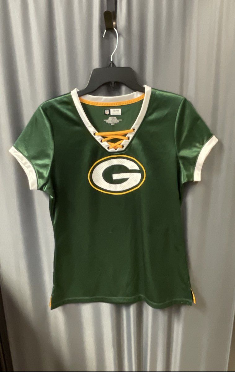 NFL Team Apparel Women's Green Bay Packers Green Lace-Up Top Sz M